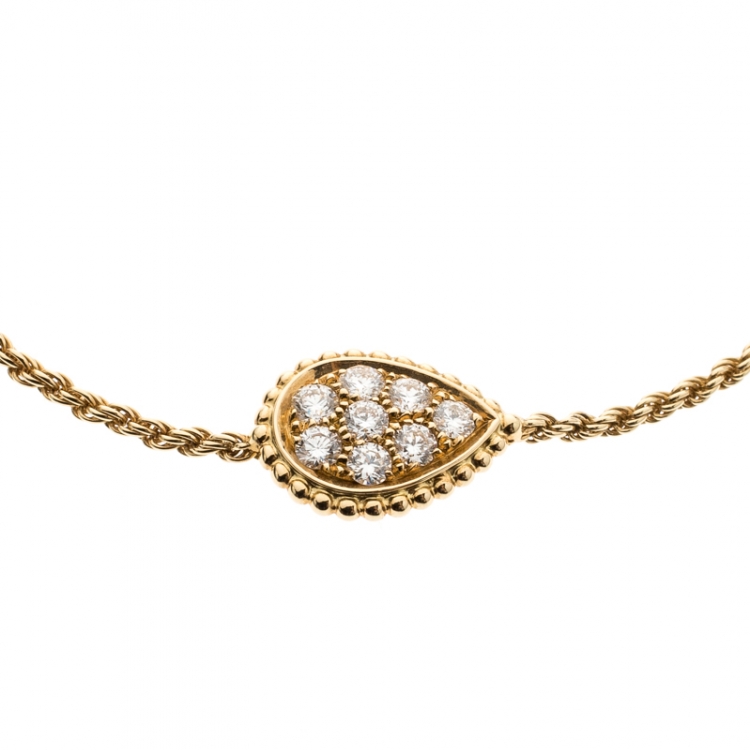 Pre Owned Boucheron Serpent Boheme 18k Yellow Gold And Diamonds S Motif Bracelet