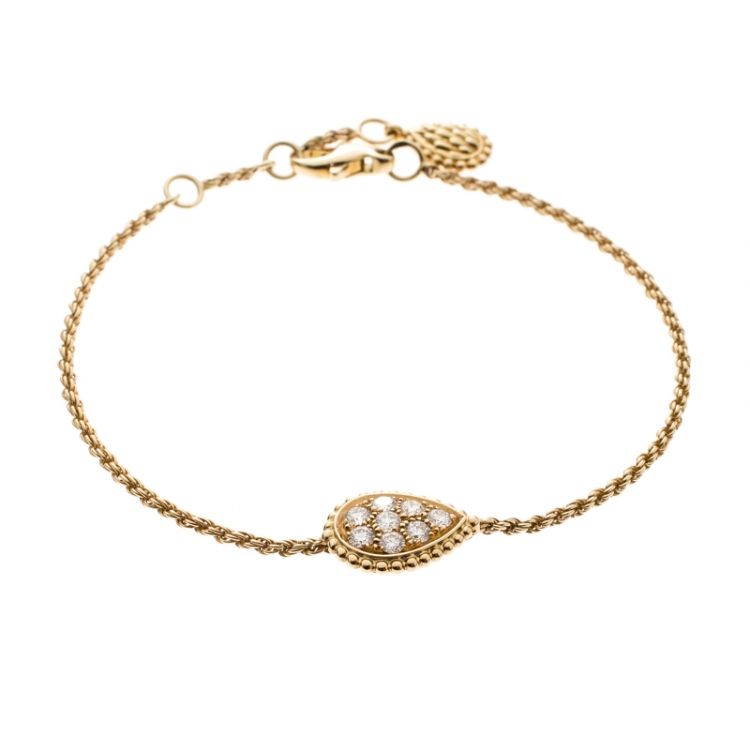 Pre Owned Boucheron Serpent Boheme 18k Yellow Gold And Diamonds S Motif Bracelet