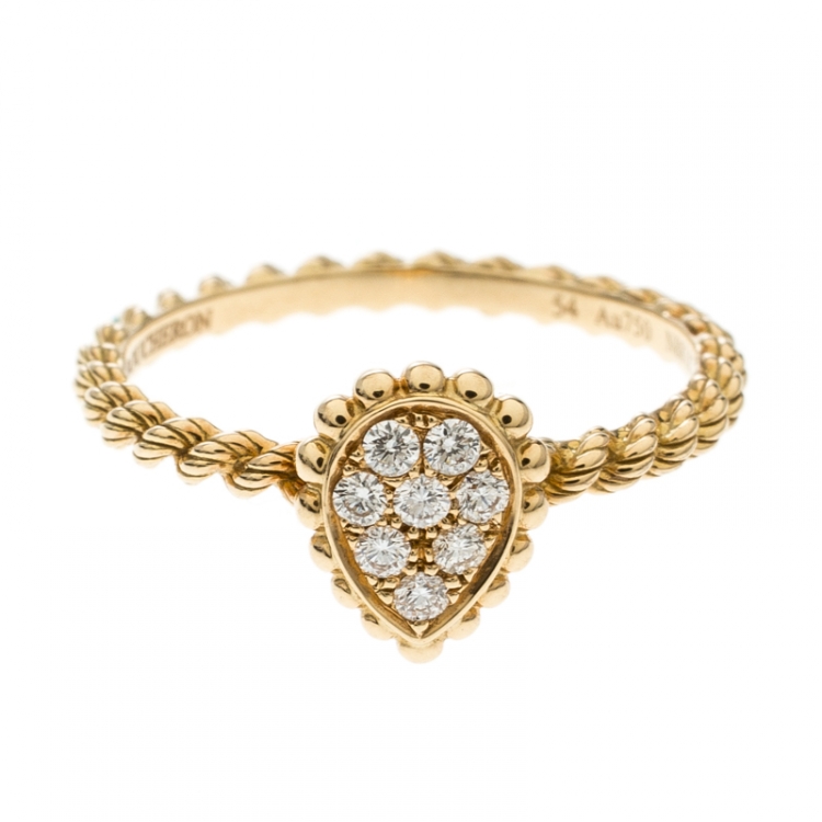 Pre Owned Boucheron Serpent Boheme 18k Yellow Gold And Diamonds XS Motif Ring