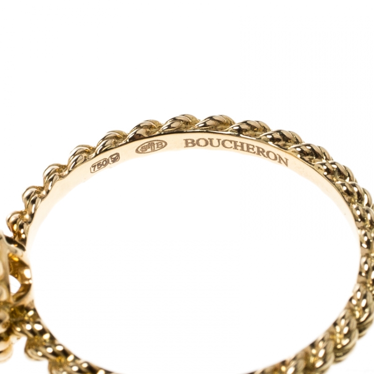 Pre Owned Boucheron Serpent Boheme 18k Yellow Gold And Diamonds XS Motif Ring
