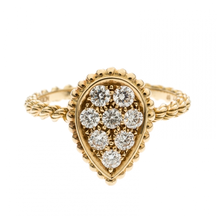 Pre Owned Boucheron Serpent Boheme 18k Yellow Gold And Diamonds S Motif Ring