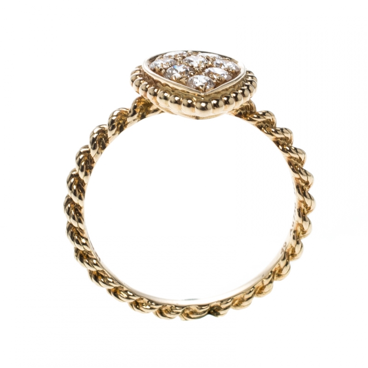 Pre Owned Boucheron Serpent Boheme 18k Yellow Gold And Diamonds S Motif Ring