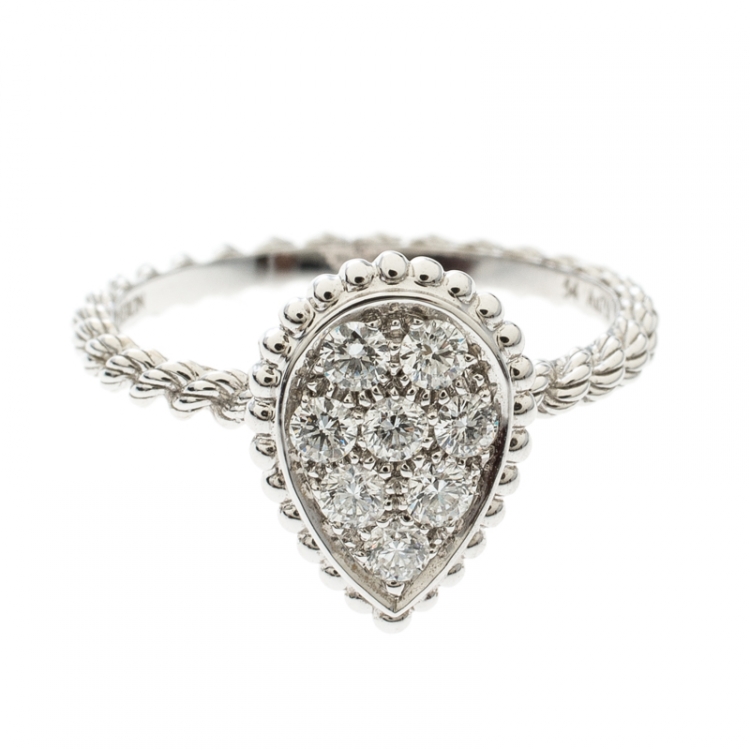 Pre Owned Boucheron Serpent Boheme Diamonds and 18K White Gold S Motif Ring