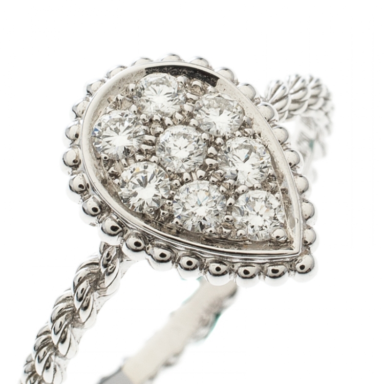 Pre Owned Boucheron Serpent Boheme Diamonds and 18K White Gold S Motif Ring