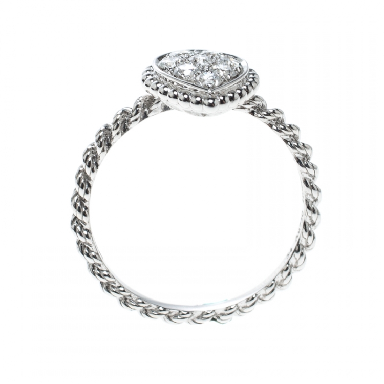 Pre Owned Boucheron Serpent Boheme Diamonds and 18K White Gold S Motif Ring