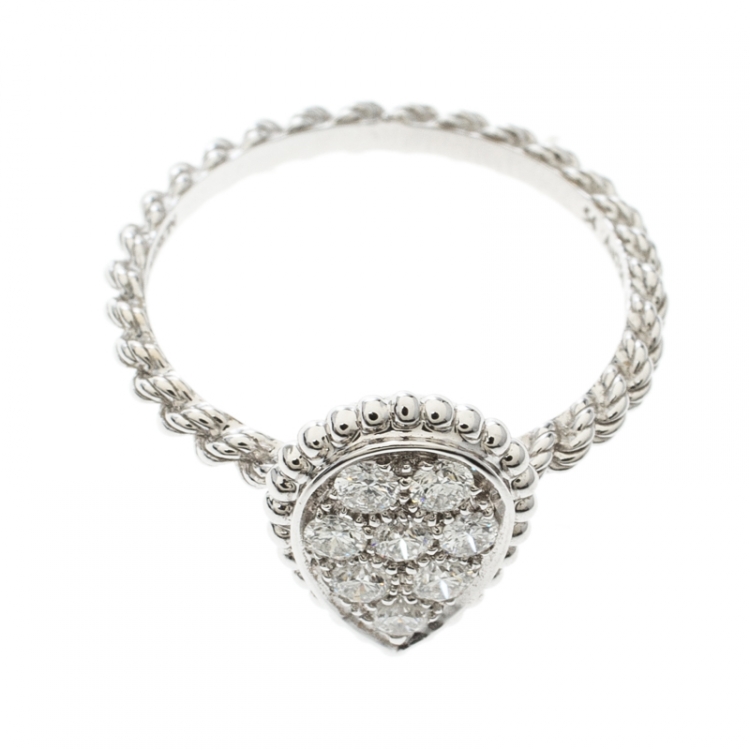 Pre Owned Boucheron Serpent Boheme Diamonds and 18K White Gold S Motif Ring