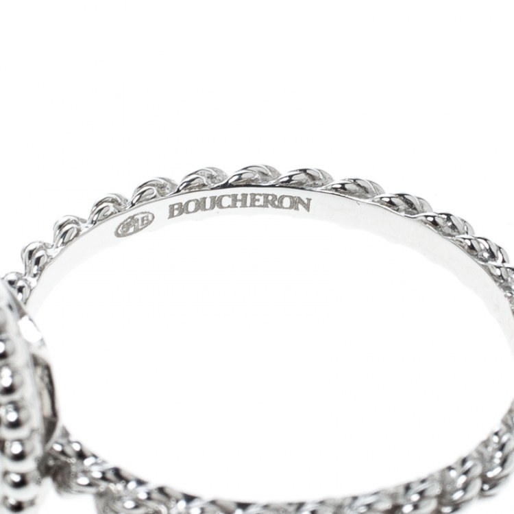 Pre Owned Boucheron Serpent Boheme Diamonds and 18K White Gold S Motif Ring