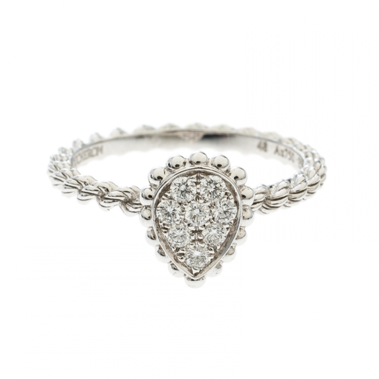 Pre Owned Boucheron Serpent Boheme 18k White Gold And Diamonds XS Motif Ring