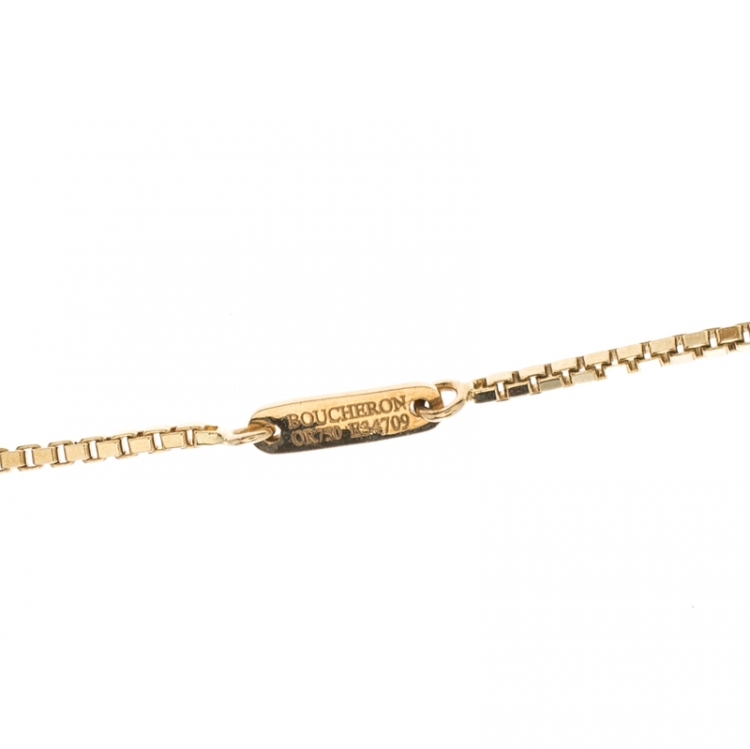 Pre Owned Boucheron Frou Frou 18k Yellow Gold Diamonds And Tourmaline Bead Soutoir Necklace