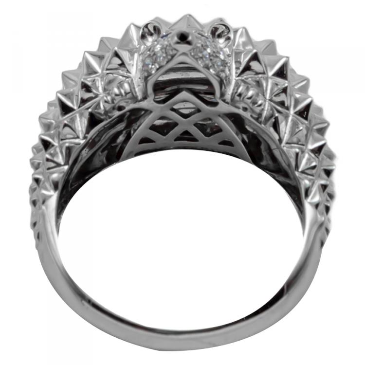 Pre Owned Boucheron White Gold Hedgehog Diamond Ring Size 53