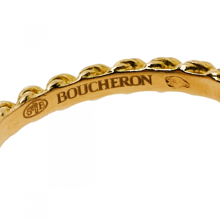 Pre Owned Boucheron Serpent Boheme Diamond 18K Yellow Gold XS Motif Ring Size 51