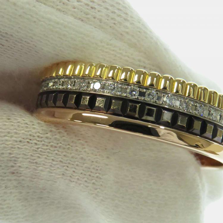 Pre Owned Boucheron 18K Yellow Gold, Rose Gold, White Gold Diamond Quatre Classic Ring Size EU 65