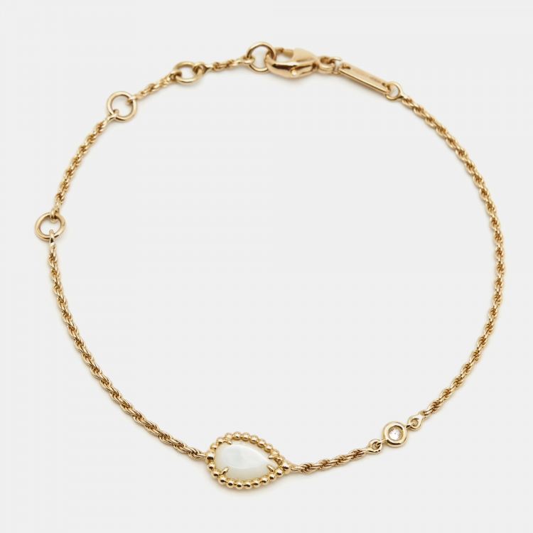 Pre Owned Boucheron Serpent Boheme Mother of Pearl 18k Yellow Gold XS Motif Bracelet