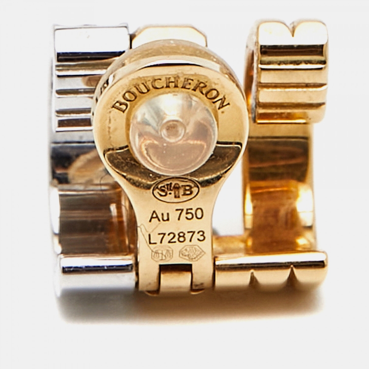Pre Owned Boucheron Quatre Radiant Edition Diamond 18K Two Tone Gold Single Clip-on Earring