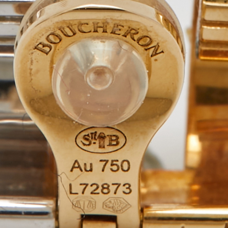 Pre Owned Boucheron Quatre Radiant Edition Diamond 18K Two Tone Gold Single Clip-on Earring
