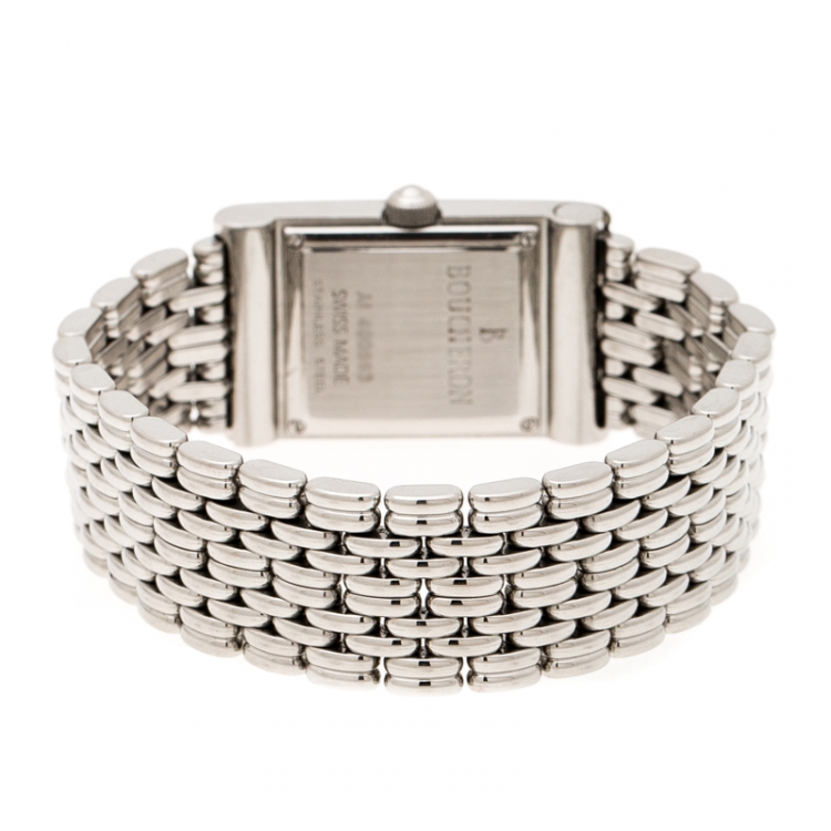 Pre Owned Boucheron Silver Stainless Steel Reflet Womens Wristwatch 18 mm