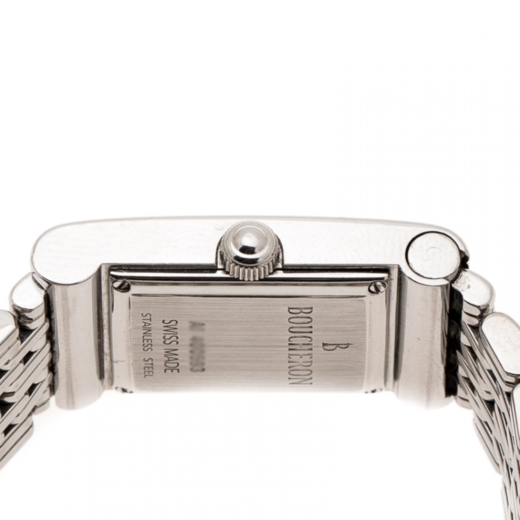 Pre Owned Boucheron Silver Stainless Steel Reflet Womens Wristwatch 18 mm