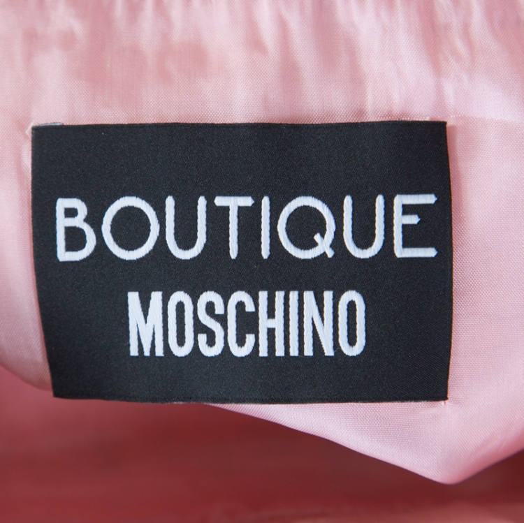 Pre Owned Boutique Moschino Pink Textured Jacquard and Floral Lace Layered Skirt M