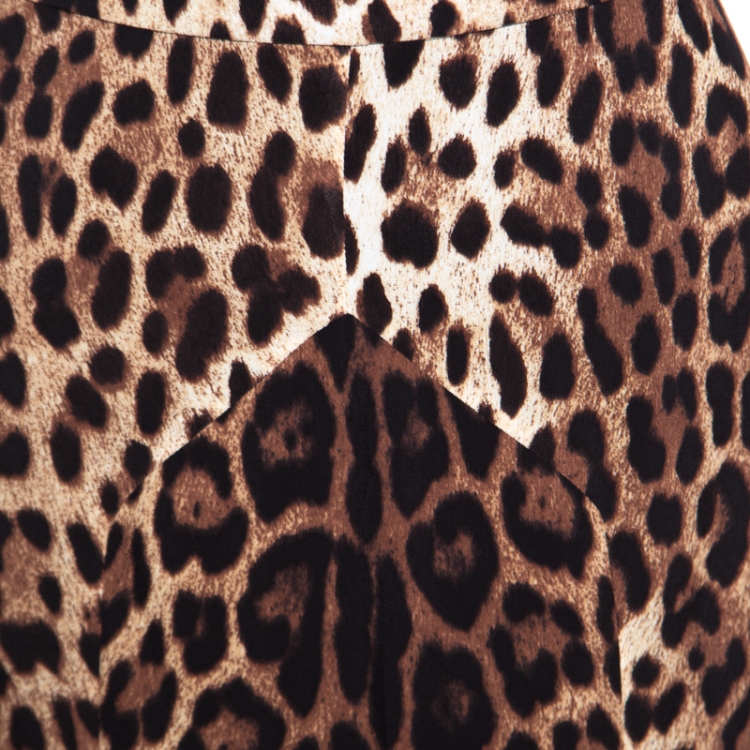 Pre Owned Boutique Moschino Brown Leopard Print Blouse and Maxi Skirt Set M/S