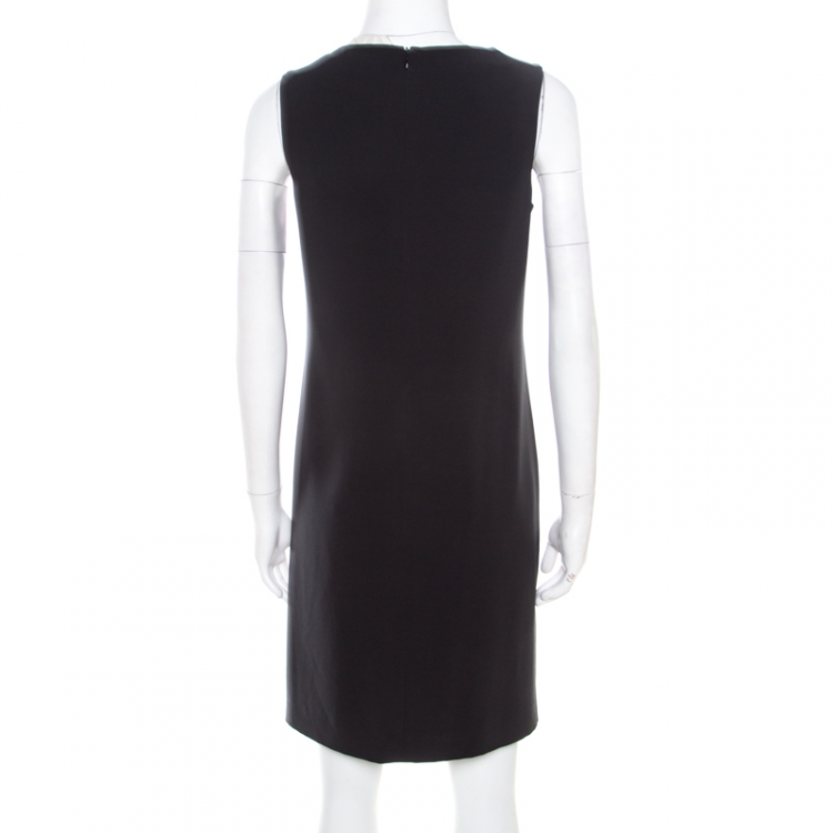 Pre Owned Boutique Moschino Black Abstract Printed Sleeveless Shift Dress M