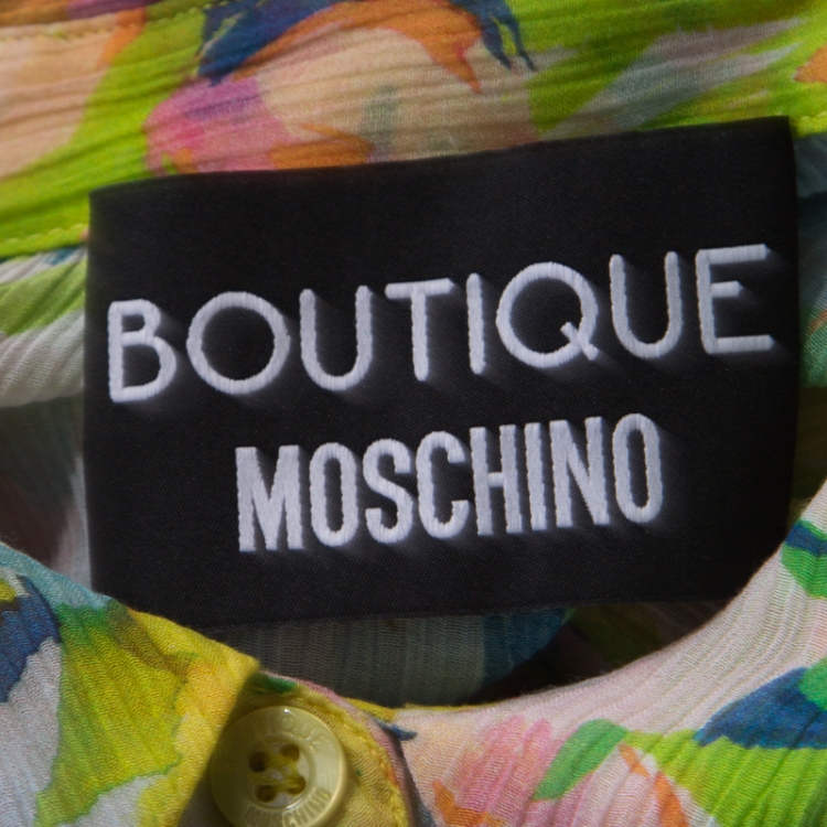 Pre Owned Boutique Moschino Watercolor Floral Printed Sheer Chiffon Shirt L