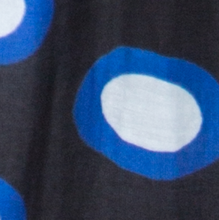Pre Owned Boutique Moschino Black and Blue Polka Dot Cotton Ruffle Trim Belted Dress L 