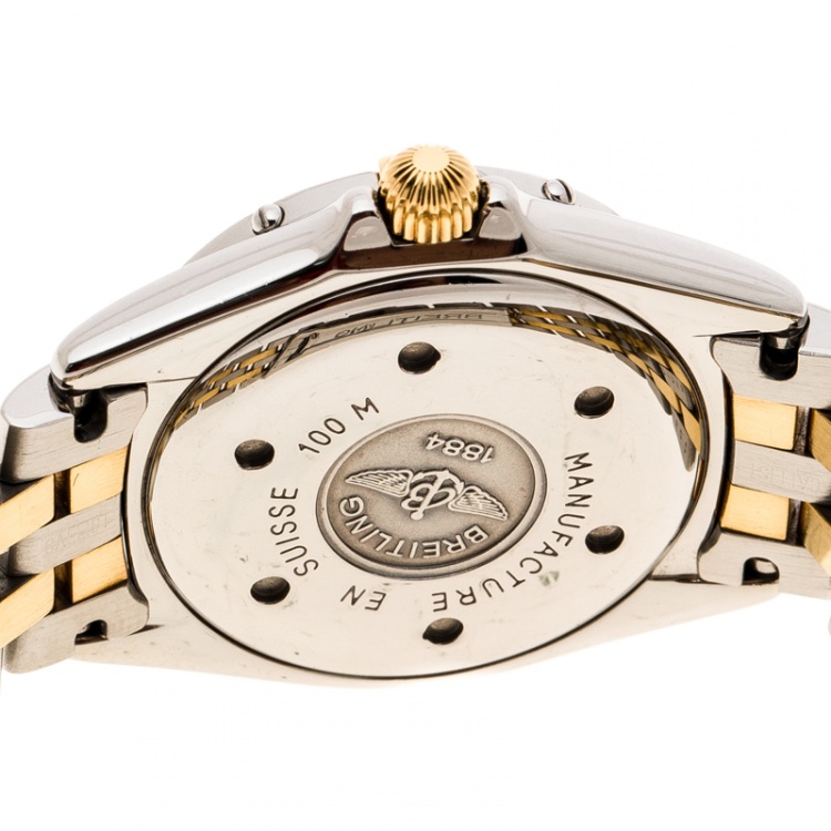 Pre Owned Breitling Black Gold Plated And Stainless Steel Callistino B52045.1 Women's Wristwatch 28 mm