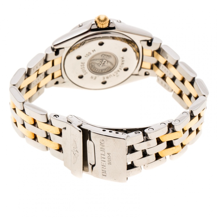 Pre Owned Breitling Black Gold Plated And Stainless Steel Callistino B52045.1 Women's Wristwatch 28 mm