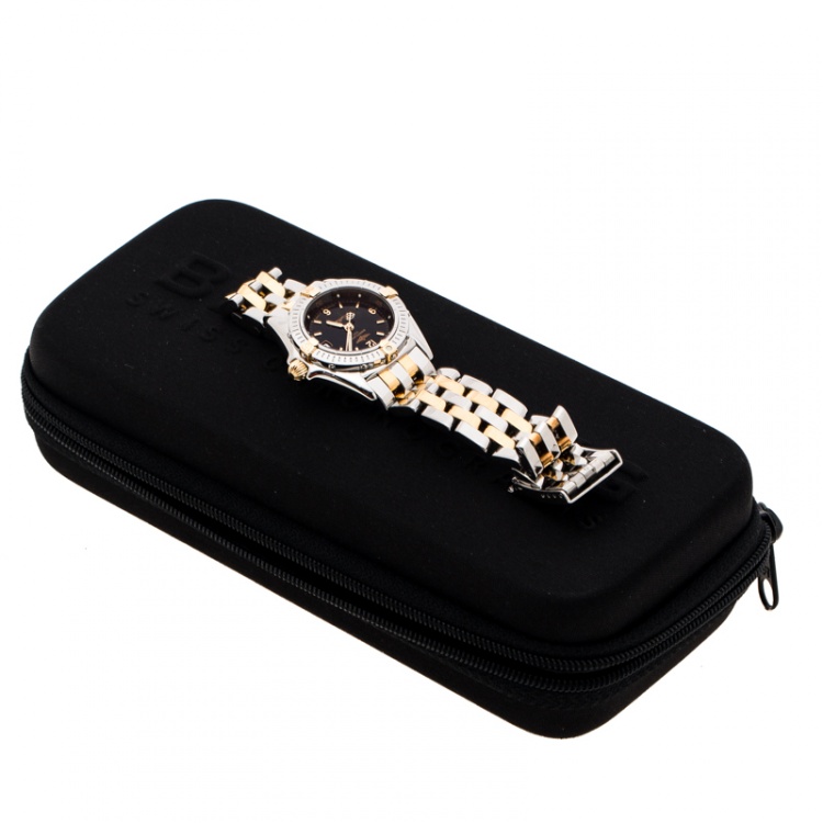 Pre Owned Breitling Black Gold Plated And Stainless Steel Callistino B52045.1 Women's Wristwatch 28 mm