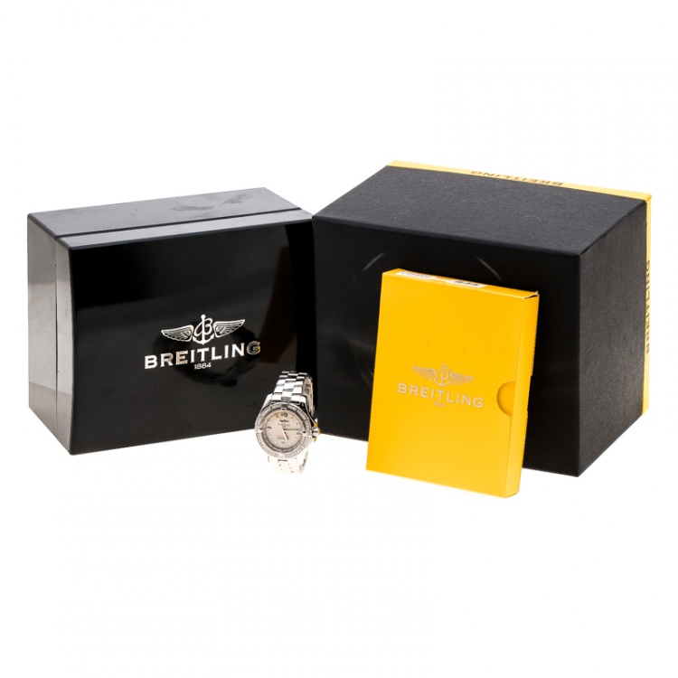 Pre Owned Breitling Ivory Stainless Steel Colt Oceane A7738053 Women's Wristwatch 33 mm