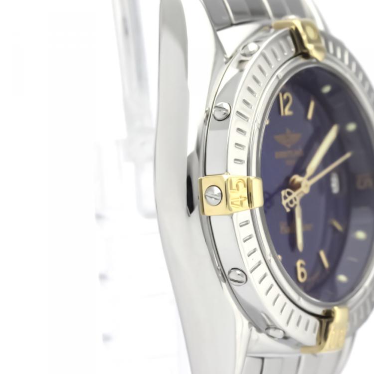 Pre Owned Breitling Blue 18K Yellow Gold and Stainless Steel Callistino Women's Wristwatch 27MM