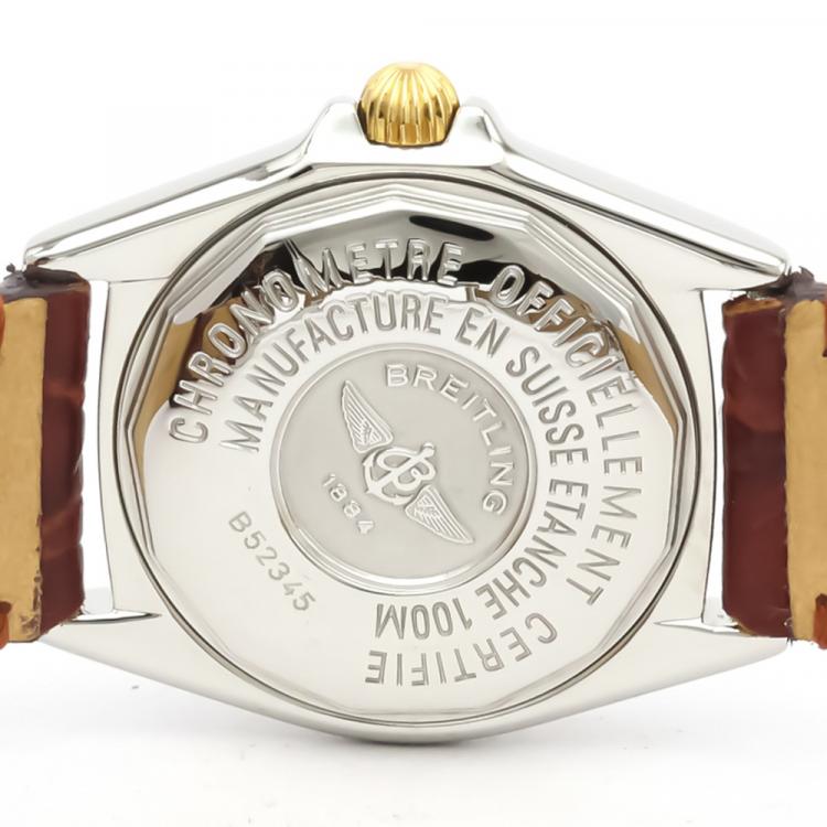 Pre Owned Breitling White 18K Yellow Gold And Stainless Steel Callistino Quartz B52345 Women's Wristwatch 28 MM