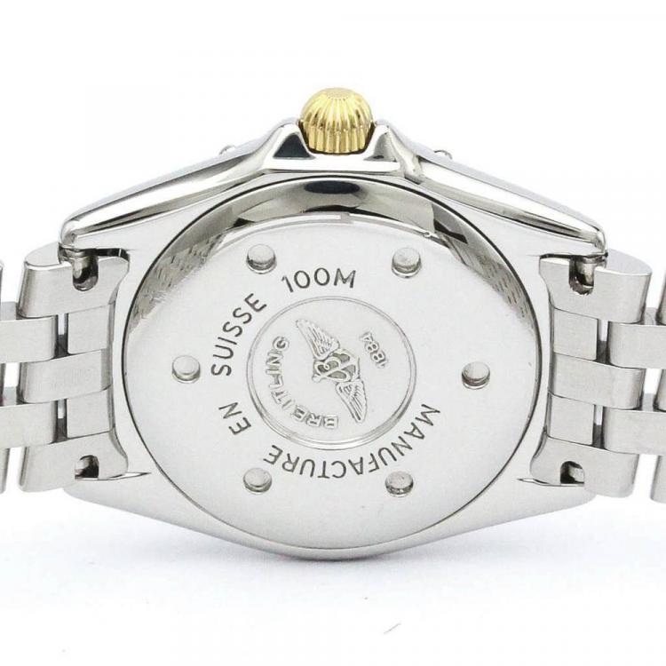 Pre Owned Breitling Blue 18K Yellow Gold And Stainless Steel Callistino B52045.1 Women's Wristwatch 28 mm
