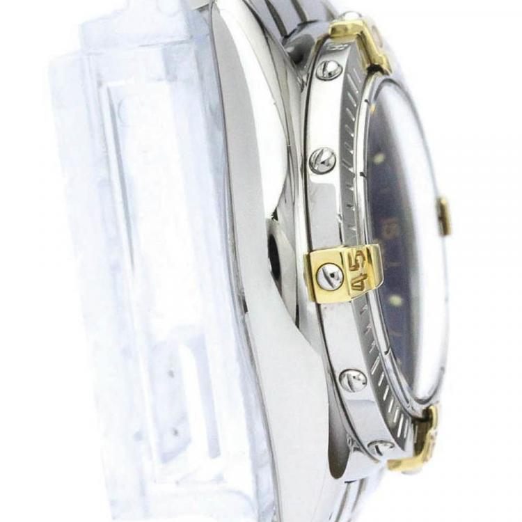 Pre Owned Breitling Blue 18K Yellow Gold And Stainless Steel Callistino B52045.1 Women's Wristwatch 28 mm