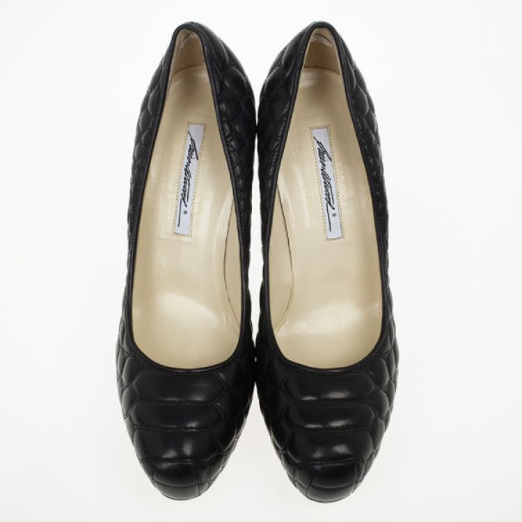 Pre Owned Brian Atwood Black Quilted Leather Maniac Pump Size 40.5