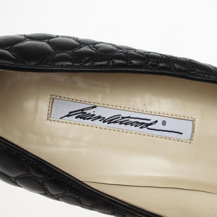 Pre Owned Brian Atwood Black Quilted Leather Maniac Pump Size 40.5