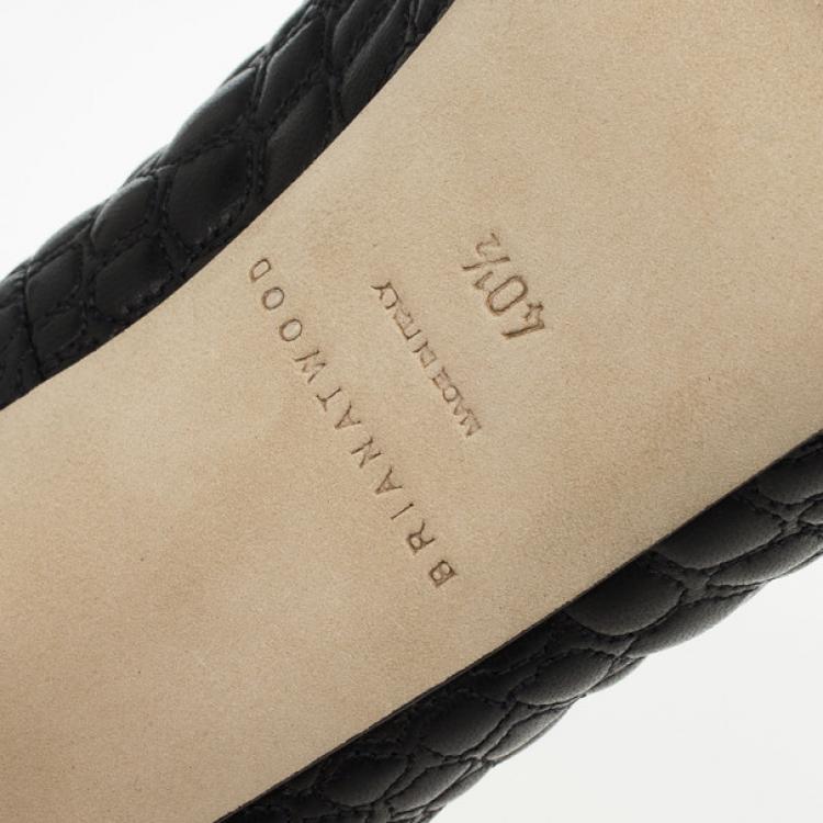 Pre Owned Brian Atwood Black Quilted Leather Maniac Pump Size 40.5