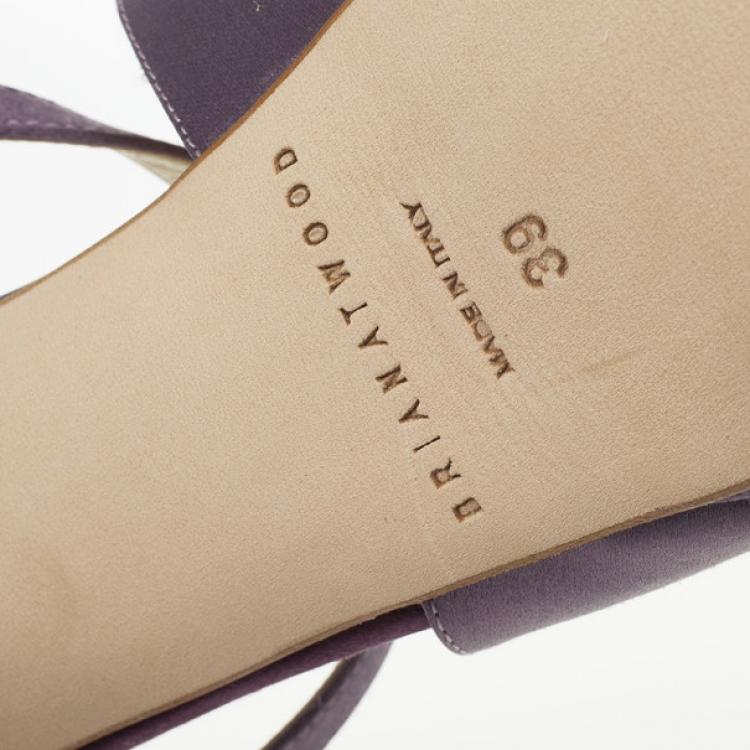 Pre Owned Brian Atwood Purple Satin Alexie Platform Sandals Size 39