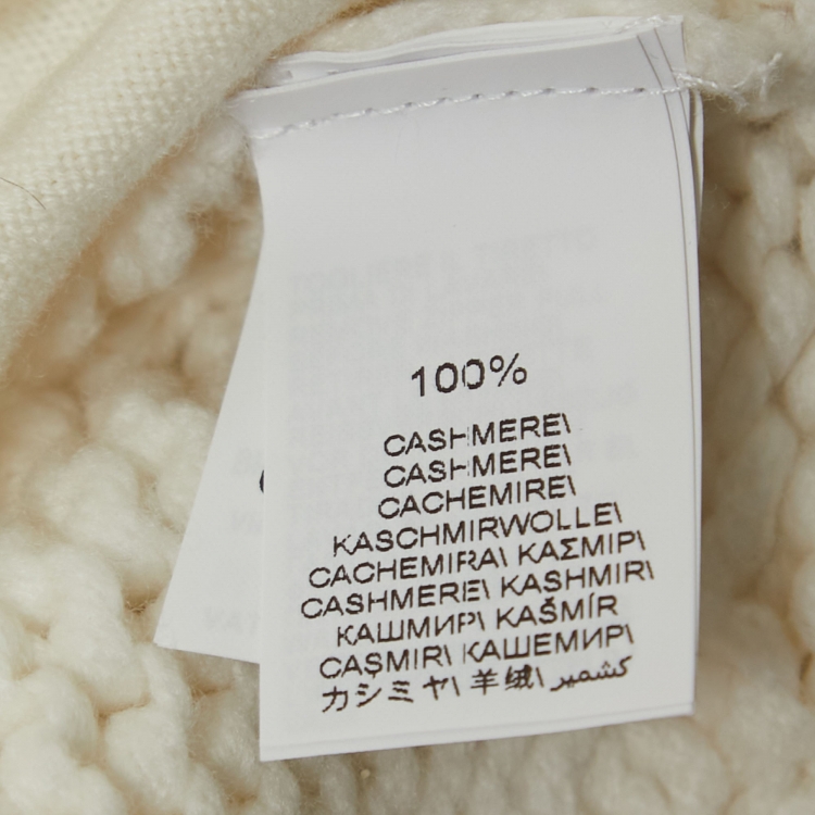 Pre Owned Brunello Cucinelli White Cashmere Cable-Knit Zip-Up Jacket M