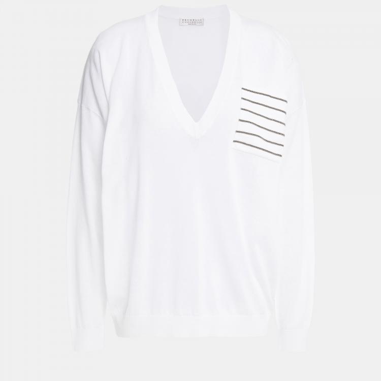 مملوكة مسبقًا Brunello Cucinelli Cotton V-Neck Sweaters XL