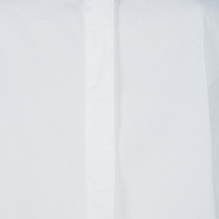 Pre Owned Brunello Cucinelli White Ruffled Collar Detail Long Sleeve Shirt XXL