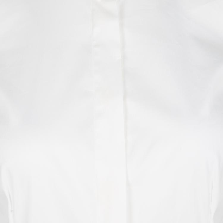 Pre Owned Brunello Cucinelli White Contrast Mesh Cuff Detail Long Sleeve Shirt S