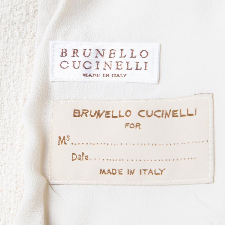 Pre Owned Brunello Cucinelli Beige Cotton Belted Sleeveless Long Coat S