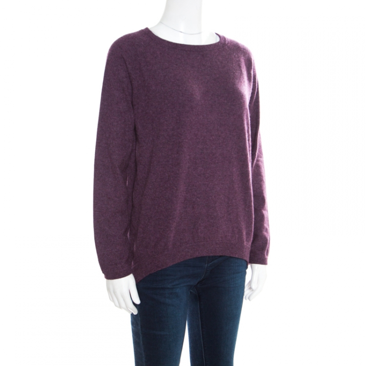 Pre Owned Brunello Cucinelli Purple Ribbed Trim Sweater M