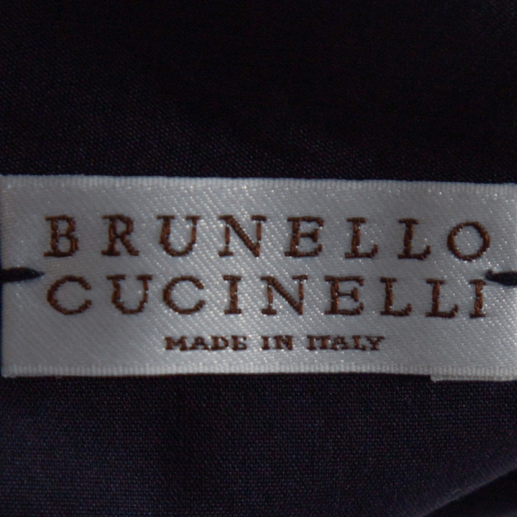Pre Owned Brunello Cucinelli Navy Blue Stretch Cotton Shift Dress L