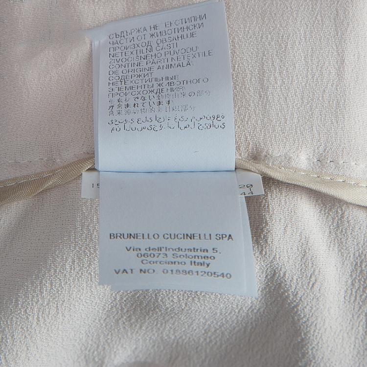 Pre Owned Brunello Cuccinelli Cream Embellished Waistband Detail Trousers M