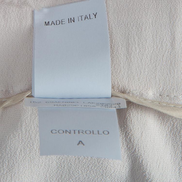 Pre Owned Brunello Cuccinelli Cream Embellished Waistband Detail Trousers M