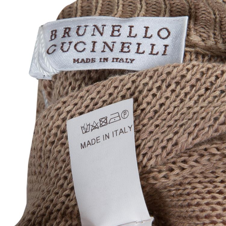 Pre Owned Brunello Cucinelli Gold Ruffle Detail Zipper Cardigan M