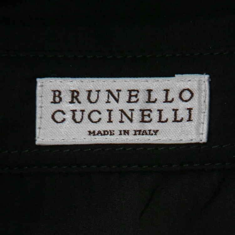 Pre Owned Brunello Cucinelli Black Silk Embellished Concealed Button Shirt S