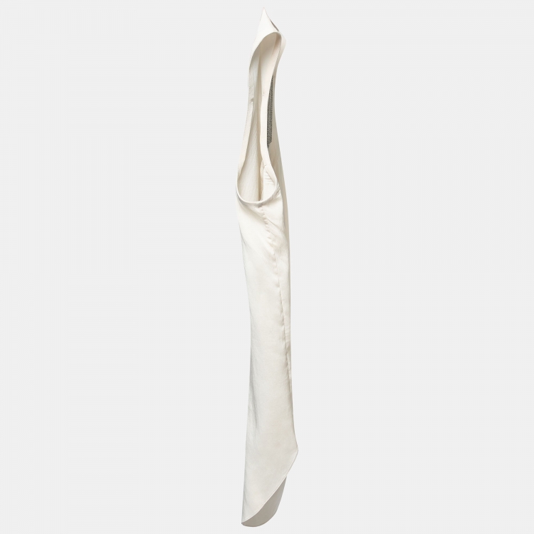 Pre Owned Brunello Cucinelli Ecru White Silk Collar Embellished Top M